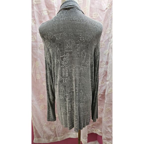 Vtg CHICO'S DESIGN Gray Silver Travelers Knit Top Blouse Slinky Sz 1 Pottery - Picture 3 of 5